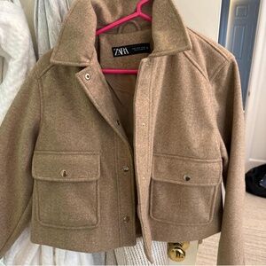 Zara cropped wool bomber jacket